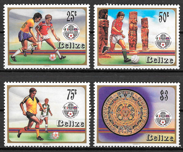 colección sellos fútbol Belice 1986