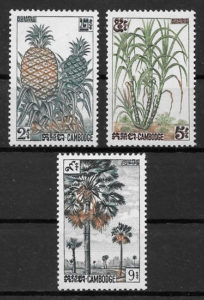 filatelia frutas Camboya 1962