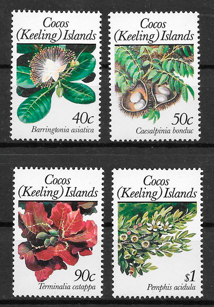 SELLOS frutas Cocos Islands 1989