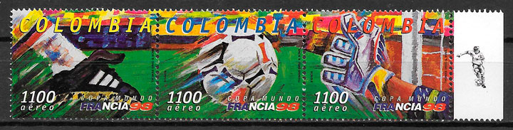 filatelia colección fútbol Colombia 1998