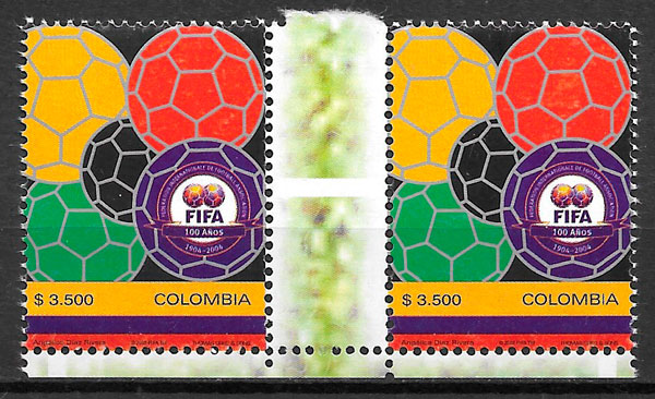 colección selos fútbol Colombia 2004