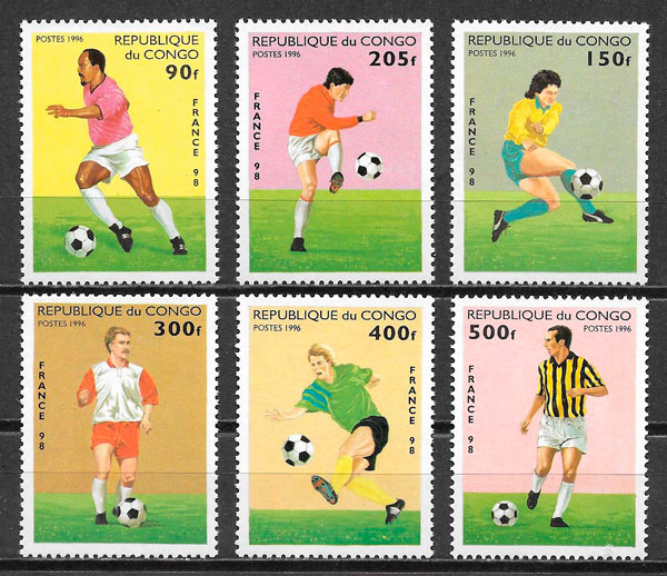 filatelia colección fútbol Congo 1996