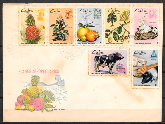 filatelia frutas Cuba 1969