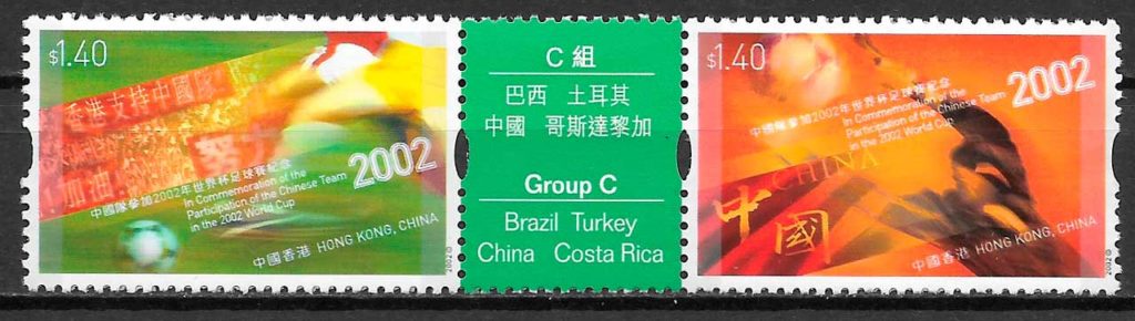 filatelia coleccion futbol Hong Kong 2002