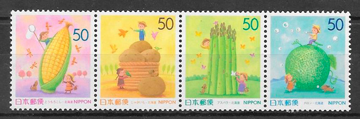 coleccion sellos frutas Japon 1999