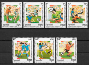 sellos fútbol Kampuchea 1989