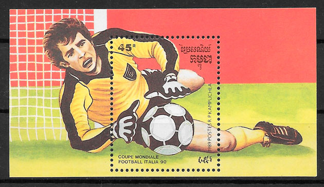 sellos fútbol Kampuchea 1989