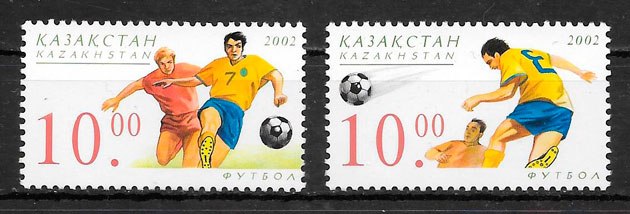 coleccion sellos futbol Kazastan 2002