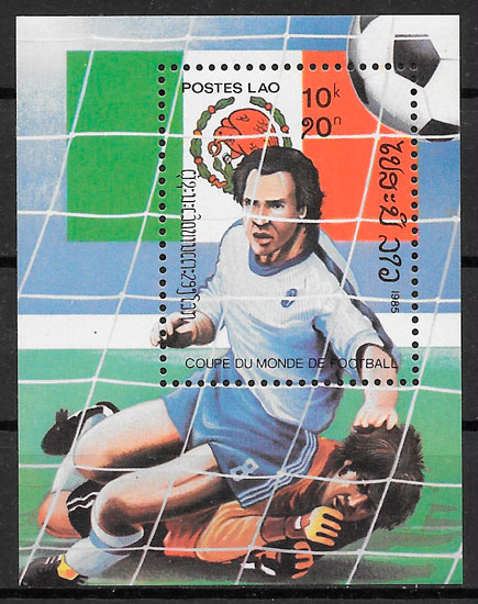 filatelia colección fútbol Laos 1985