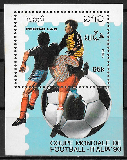 filatelia futbol Laos 1989