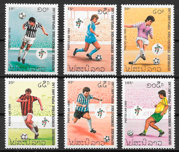 sellos fútbol LAOS 1990