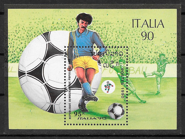 sellos fútbol LAOS 1990
