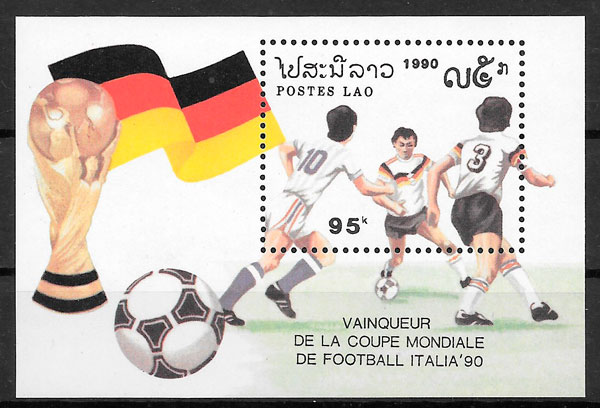 filatelia fútbol Laos 1990