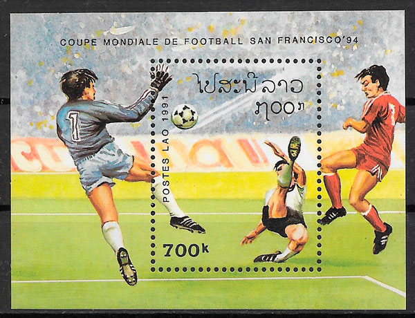 sellos fútbol Laos 1991