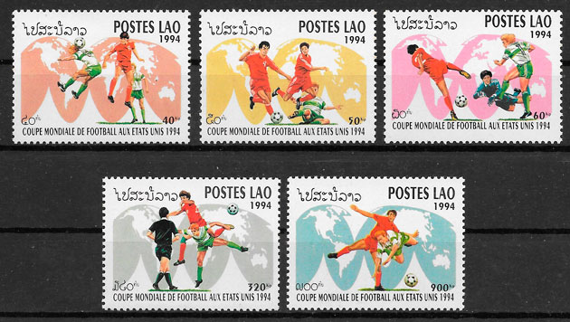 colección sellos fútbol Laos 1994