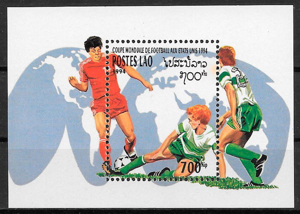 colección sellos fútbol Laos 1994
