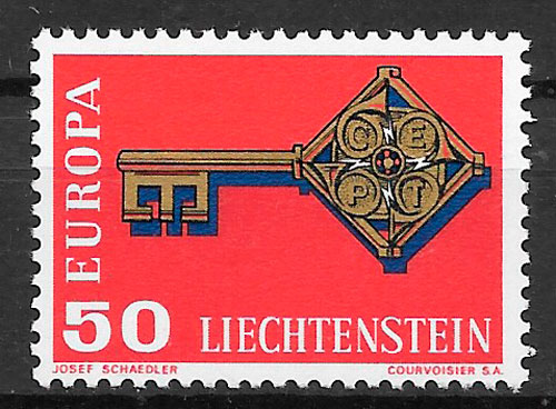 filatelia colección Europa Liechtenstein 1968