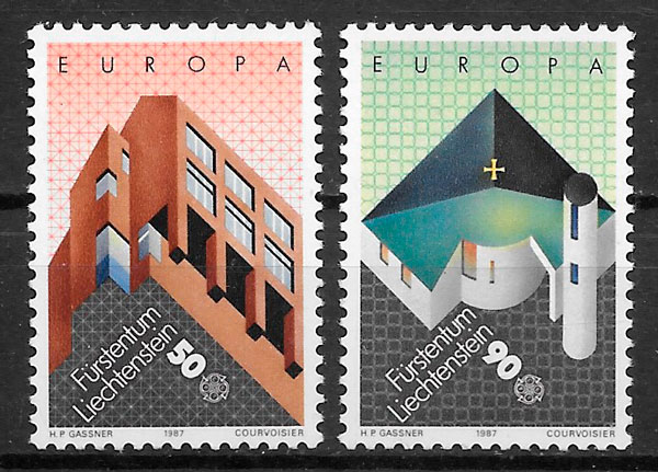 filatelia Europa Liechtenstein 1987