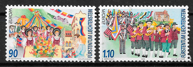 filatelia colección Europa Liechtenstein 1998