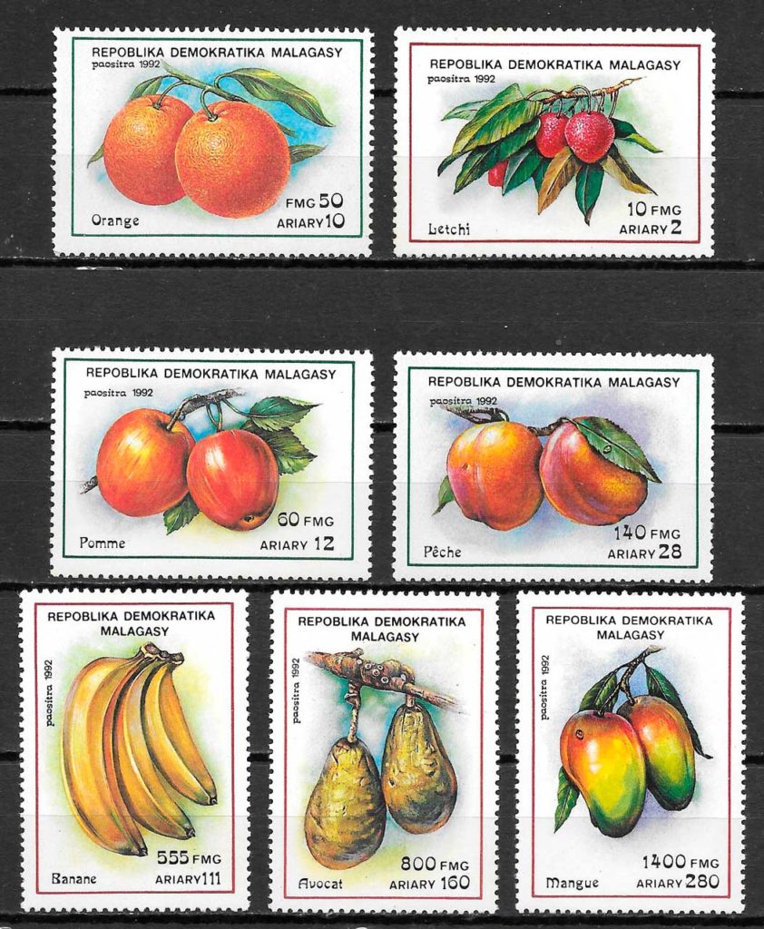 sellos frutas Madagascar 1992