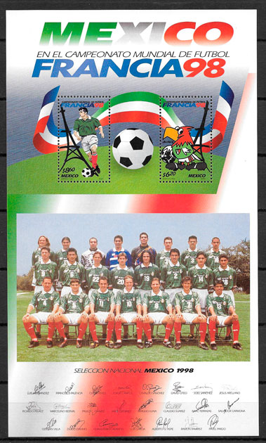 sellos Mexico 1998 futbol