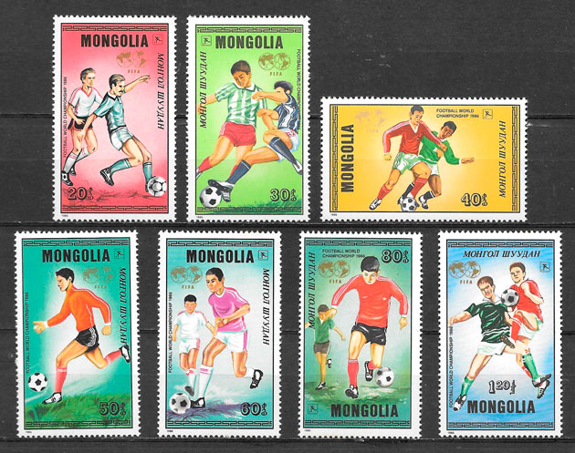 sellos futbol Mongolia 1986