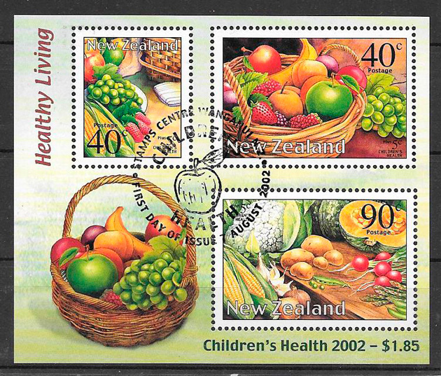 colección sellos frutas Nueva Zelanda 2002