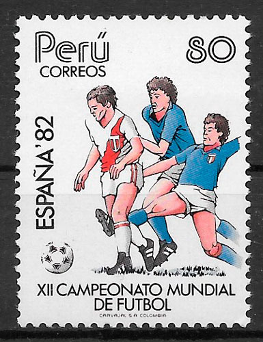 filatelia sellos futbol Peru 1982