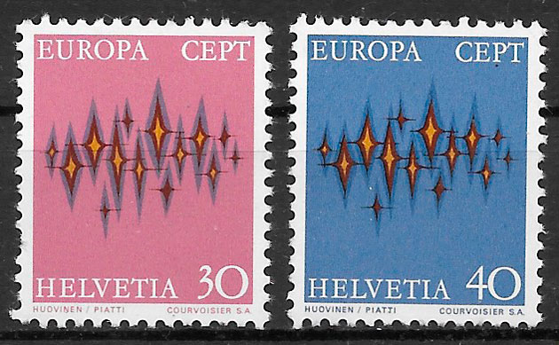 sellos Europa Suiza 1972