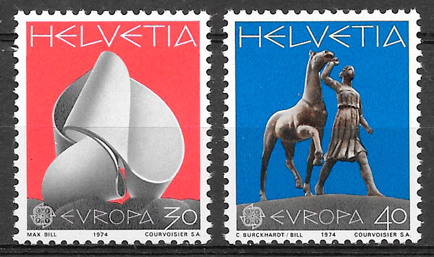 sellos Europa Suiza 1974