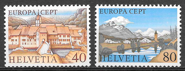 coleccion sellos Europa Suiza 1977