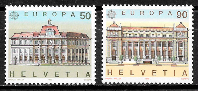 filatelia coleccion Europa Suiza 1990