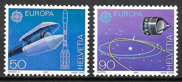 sellos Europa Suiza 1991