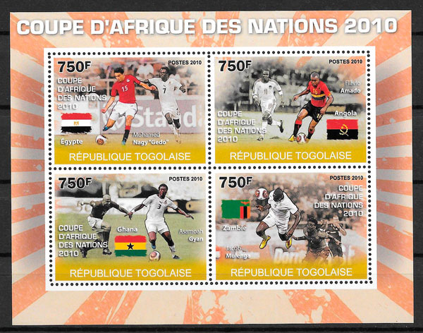 filatelia colección fútbol Togo 2010