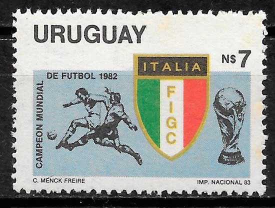 filatelia colección futbol Uruguay 1982
