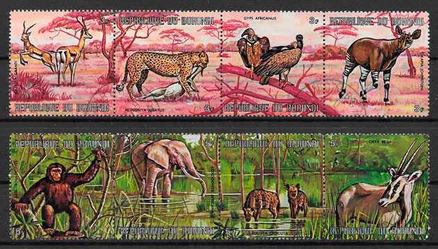 sellos fauna Burundi 1971