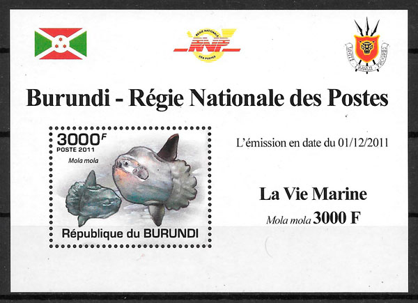 filatelia fauna Burundi 2011