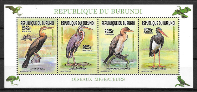 filatelia colección fauna Burundi 2016