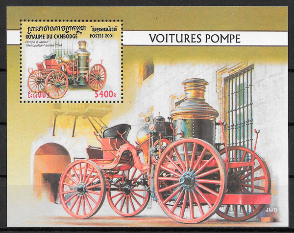 colección sellos transporte Camboya 2001
