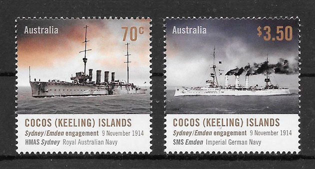 colección sellos transporte Cocos Islands 2014