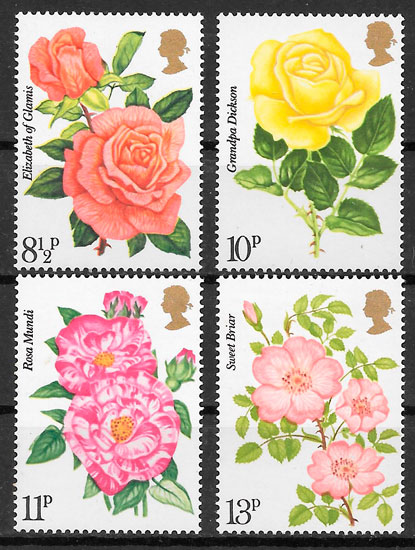filatelia rosas Gran Bretana 1976