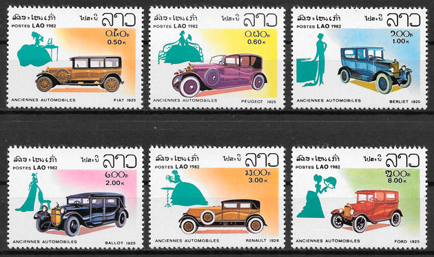 colección sellos transporte Laos 1982