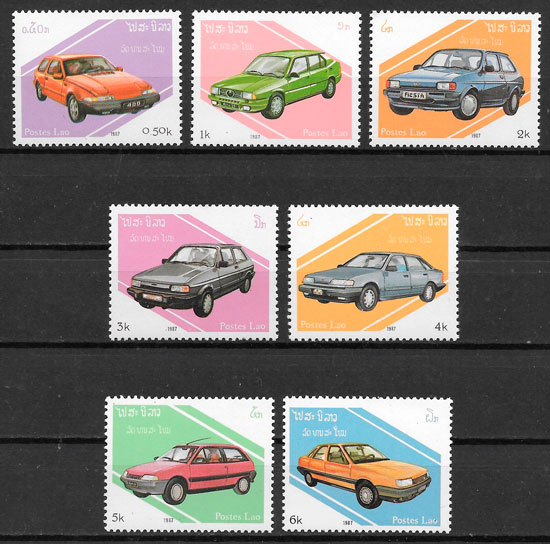 sellos transporte Laos 1987