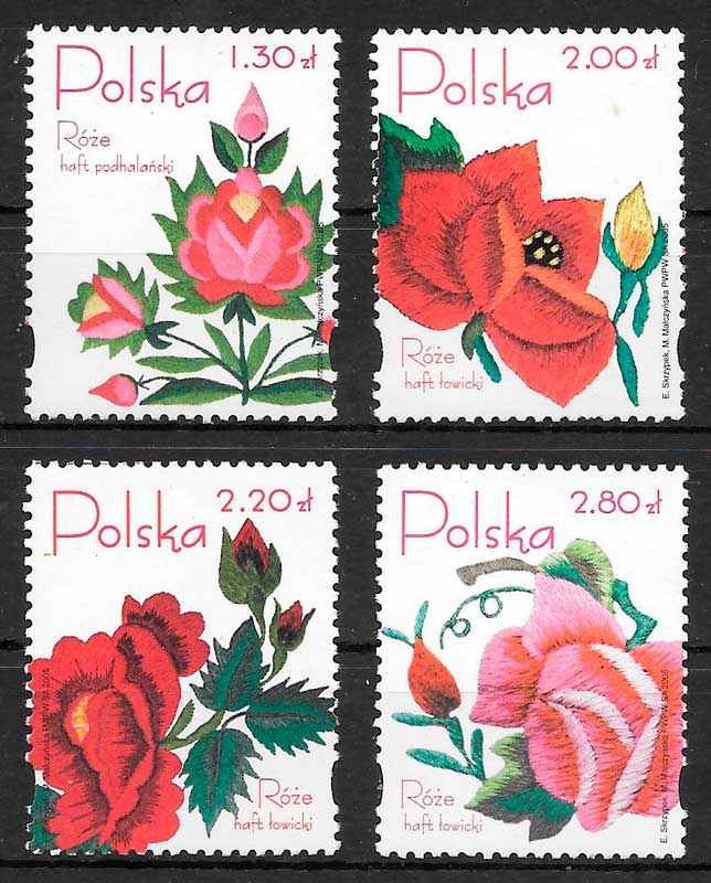 coleccion sellos rosas Polonia 2005