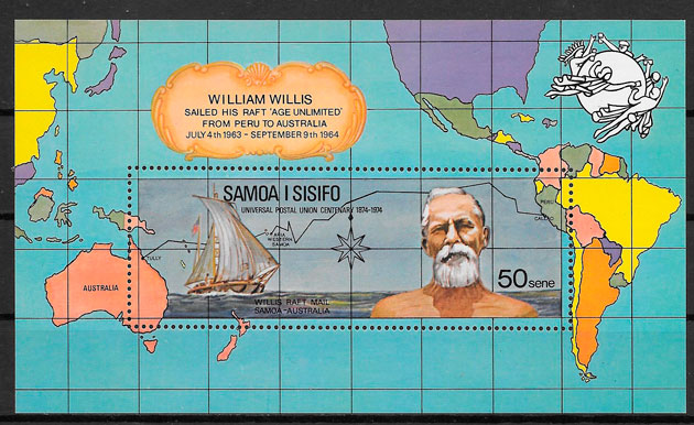 colección sellos transporte Samoa 1974