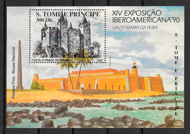 filatelia arquitectura Santo Tomé y Príncipe 1990