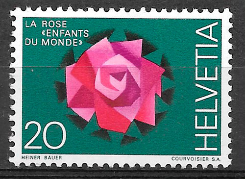 filatelia coleccion rosas Suiza 1971