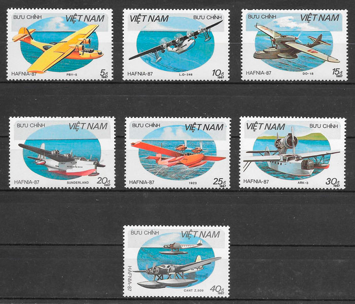filatelia colección transporte Viet Nam 1987