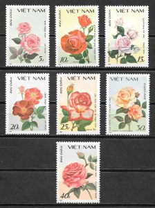 colección sellos rosas Viet Nam 1987