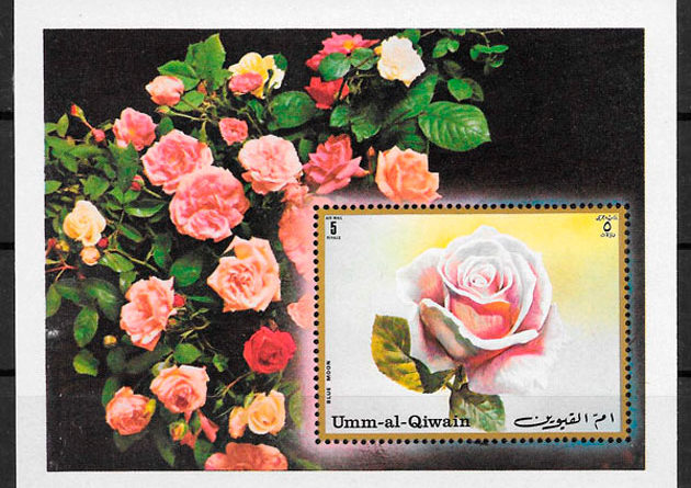 filatelia rosas de Umm al Qiguin